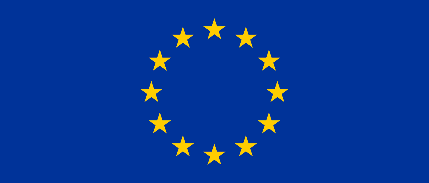 The European Union flag, twelve gold stars arranged in a circle on a blue background.