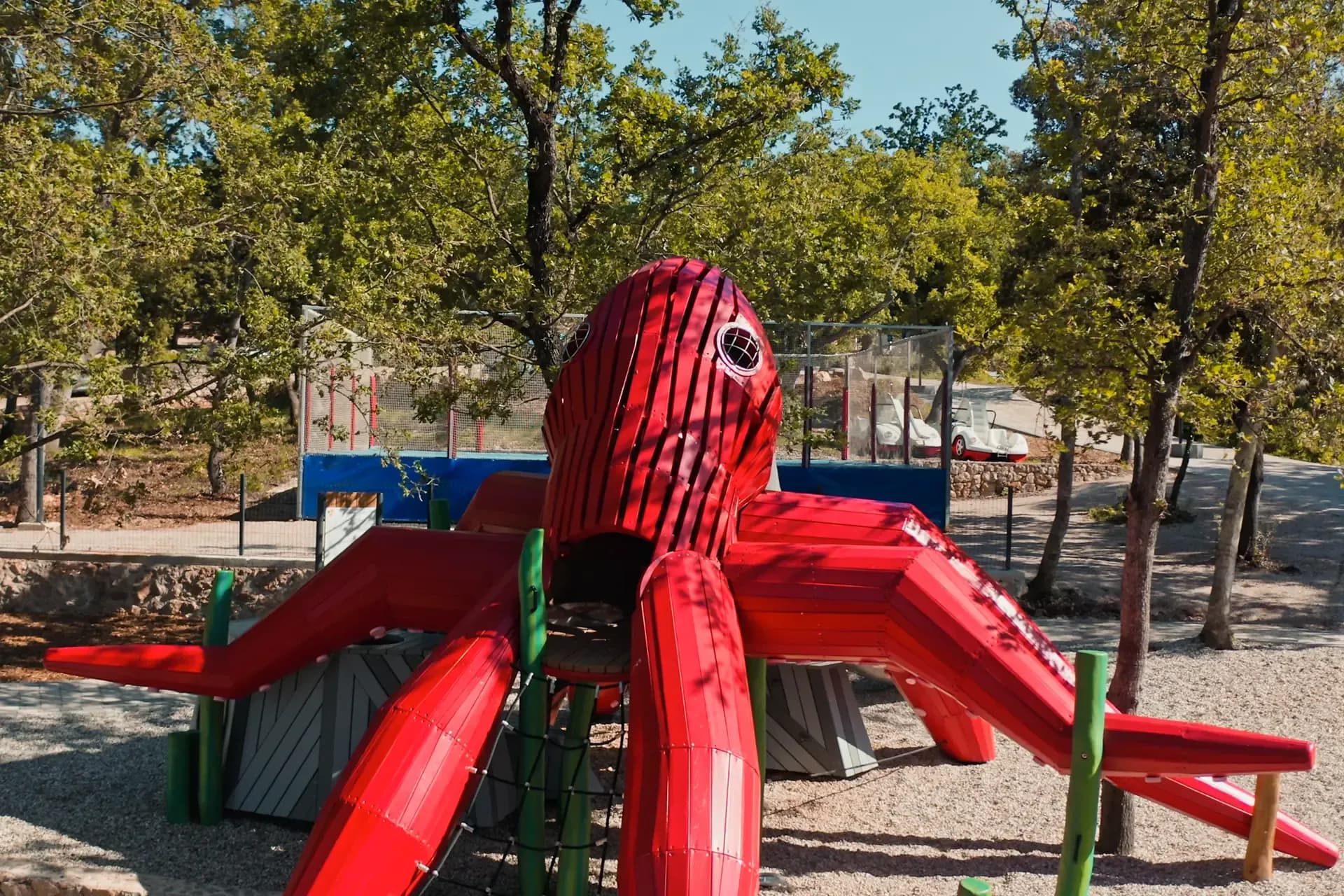The head of the octopus structure at Glavotok, showing its porthole windows and entrance.
